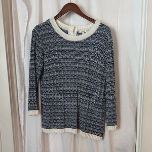 Tyler Boe Elegant Black and Cream Knit Sweater